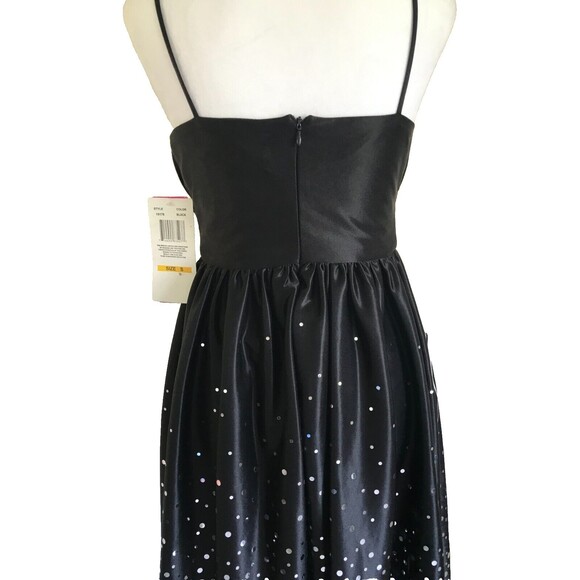 New Morgan & Co Black Short Dress Silver Dot Sequins Size Small - Picture 3 of 9